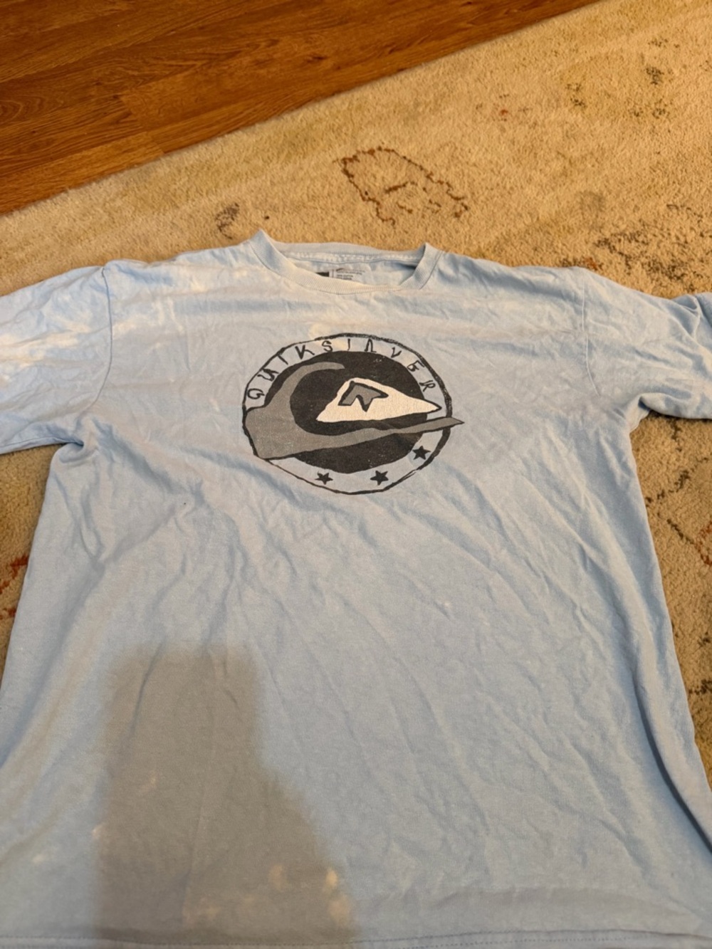Quiksilver Light Blue Crewneck Tee with Retro Chest Emblem